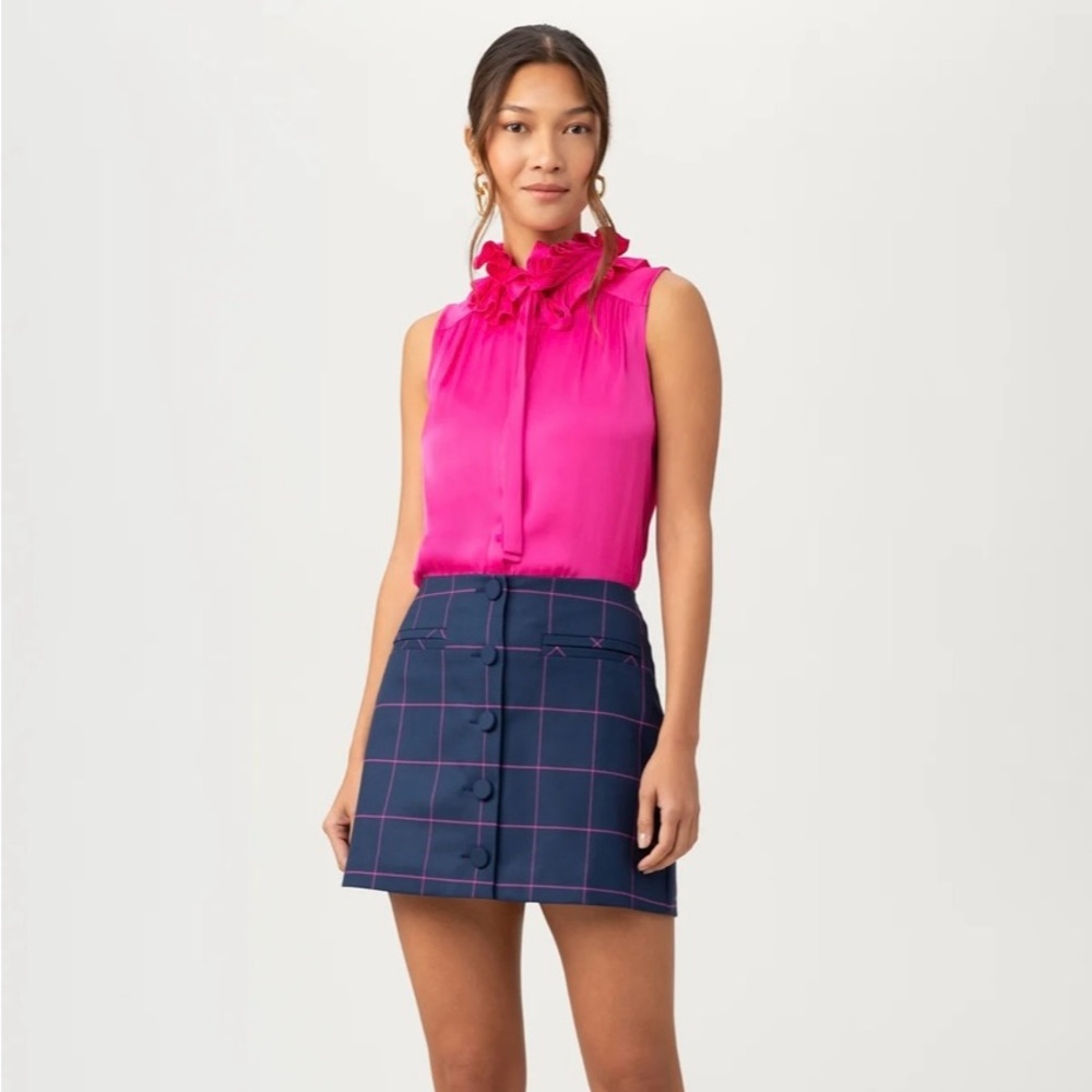 NWT Trina Turk Blue Mini Skater Skirt for Work